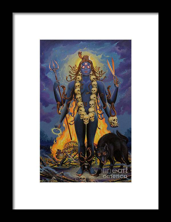 Smashan Framed Print featuring the painting Smashan Bhairava Shiva by Vrindavan Das