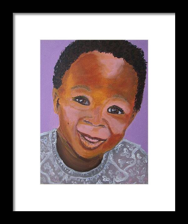 Cute Framed Print featuring the painting Smiling Girl by Jennylynd James