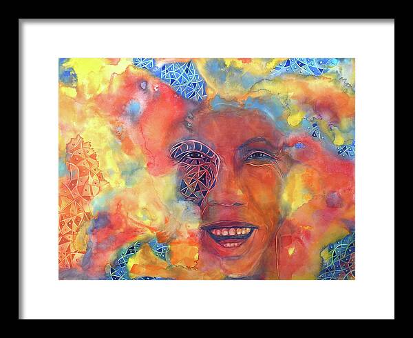 Smiling Muse: Watercolor On Aquabord Framed Print featuring the painting Smiling Muse No. 2 by Cora Marshall