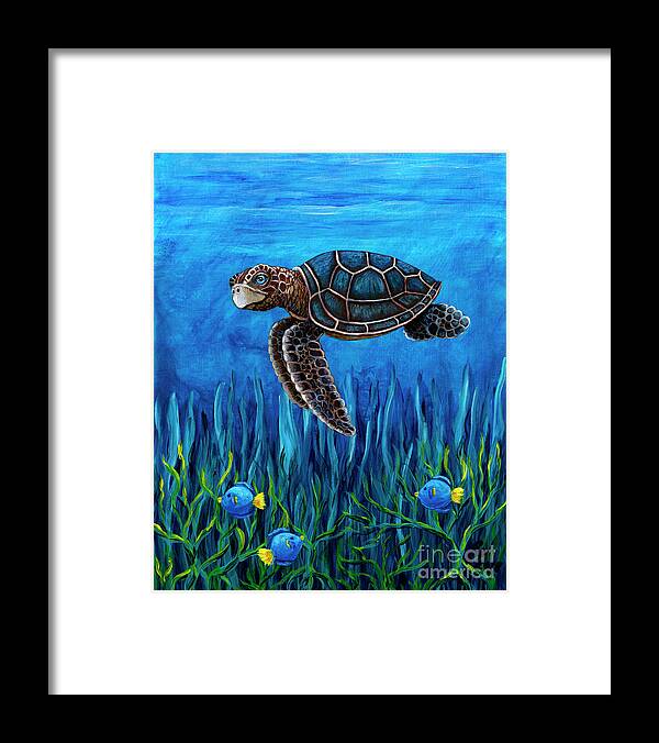 Rebecca Framed Print featuring the painting Smirking Turtle by Rebecca Parker