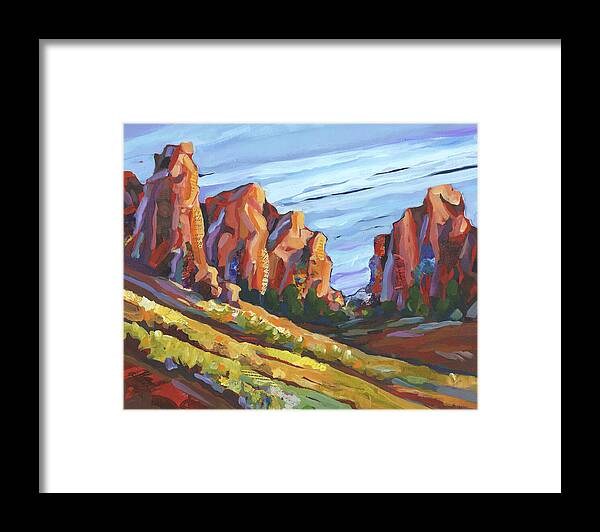 Smith Rock Framed Print featuring the painting Smith Rock I by Shelli Walters