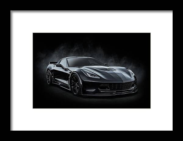 Corvette Framed Print featuring the digital art Black Z06 Corvette by Douglas Pittman