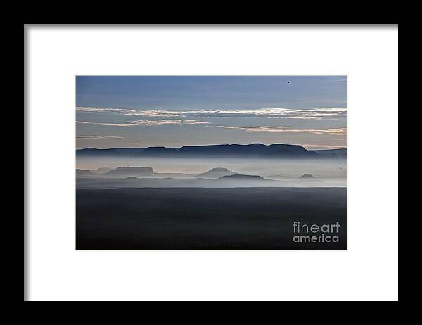 Wildfires Framed Print featuring the photograph Smoke from wildfires after sunrise in the Verde Valley by Ron Chilston