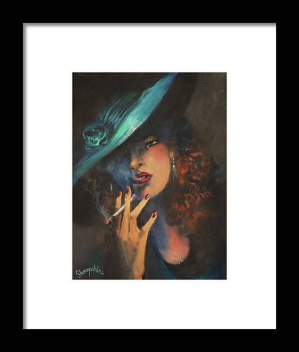 Woman Smoking Cigarette Framed Print featuring the painting Smoke Gets In Your Eyes by Tom Shropshire