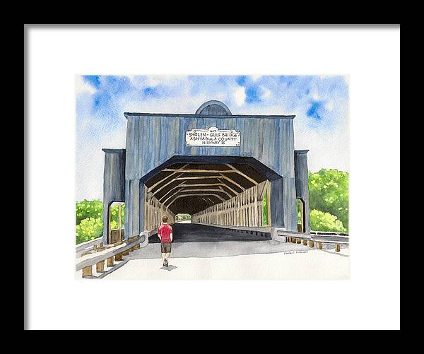 Watercolor Framed Print featuring the painting Smolen-Gulf Bridge by Laurie Anderson