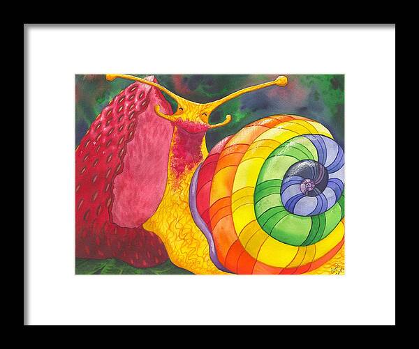 Humor Framed Print featuring the painting Snail Nirvana by Catherine G McElroy