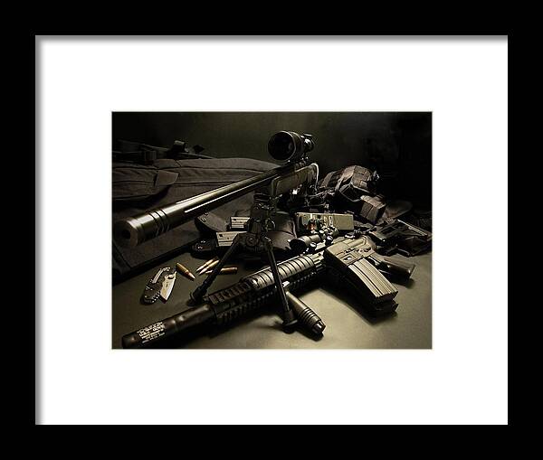 Sniper Rifle Framed Print featuring the photograph Sniper Rifle by Jackie Russo