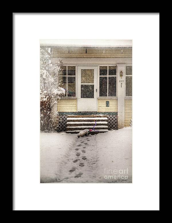 Our Town Framed Print featuring the photograph Snow 203 Door by Craig J Satterlee