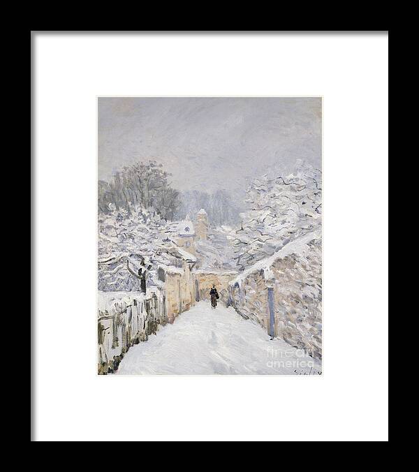 Snow Framed Print featuring the painting Snow at Louveciennes by Alfred Sisley