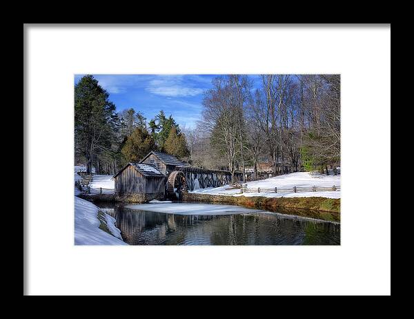  Framed Print featuring the photograph Snow at Mabry Mill by Steve Hurt