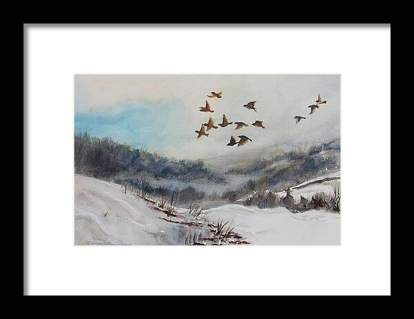 Landscape Framed Print featuring the painting Snow Birds by Bobby Walters