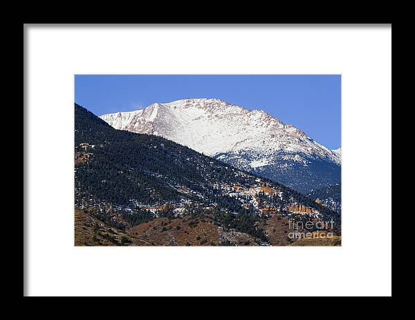 14er Framed Print featuring the photograph Snow Capped Pikes Peak in Winter by Steven Krull