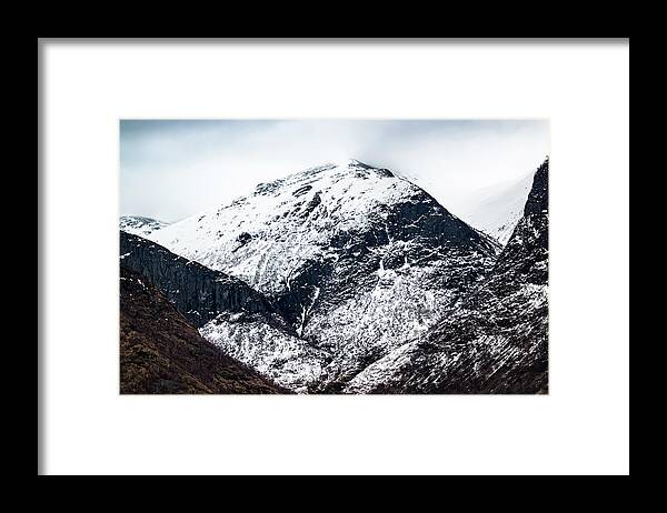 Aurlandsfjord Framed Print featuring the photograph Snow Caps near Undredal Norway by Adam Rainoff