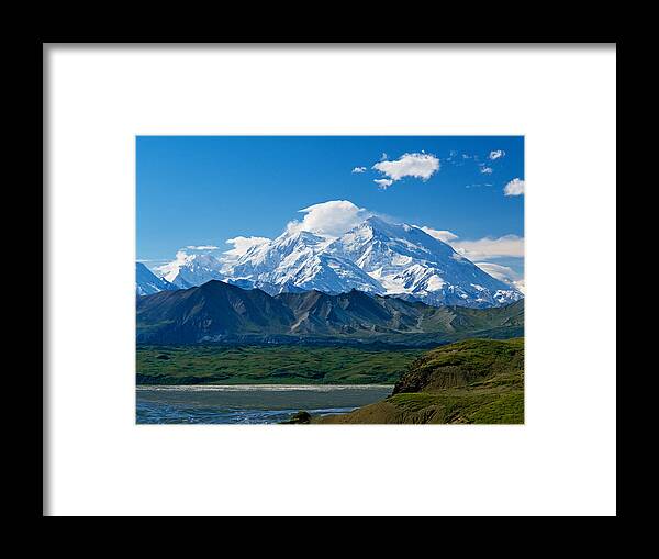 Photography Framed Print featuring the photograph Snow-covered Mount Mckinley, Blue Sky by Panoramic Images