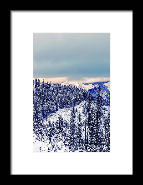 Idaho Framed Print featuring the photograph Snow Covered Mountains by Lester Plank