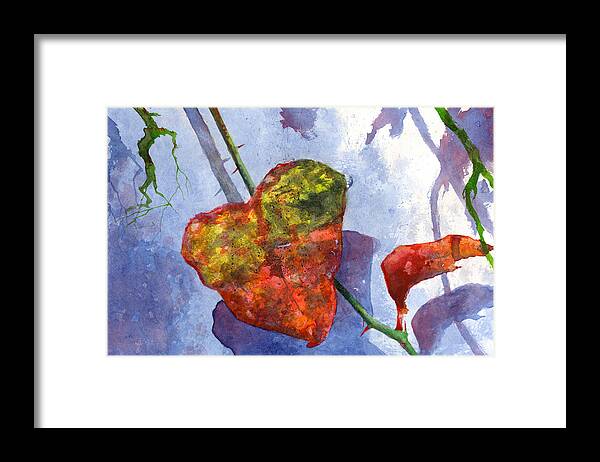 Winter Framed Print featuring the painting Snow Leaf by Andrew King