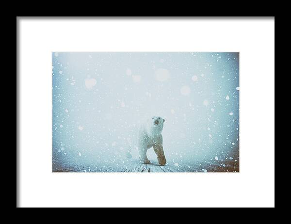 Polar Bear Winter Snow Predator Cold Framed Print featuring the digital art Snow Patrol by Katherine Smit