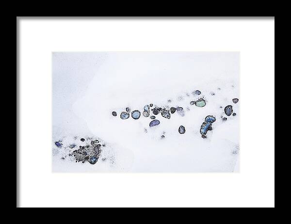 Theresa Tahara Framed Print featuring the photograph Snow Pebbles Left by Theresa Tahara