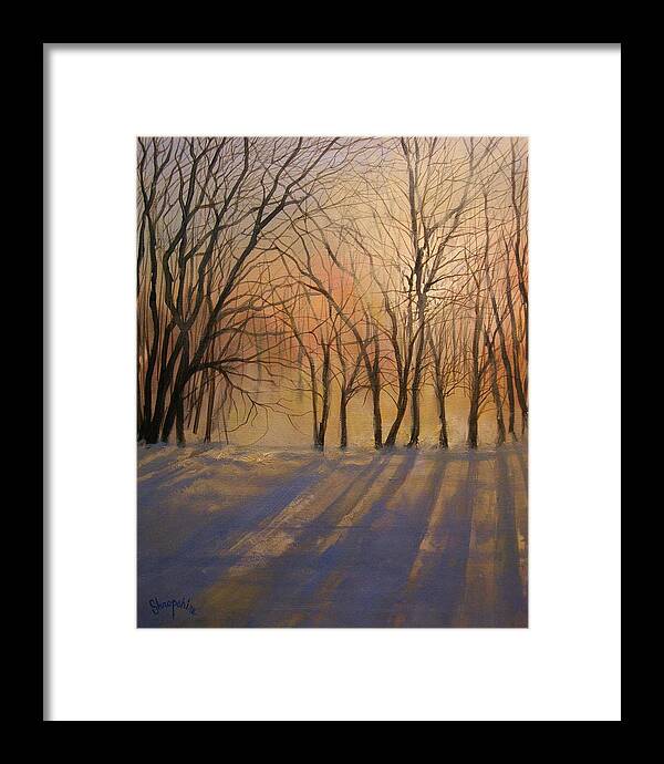  Impressionist Painting Framed Print featuring the painting Snow Shadows by Tom Shropshire