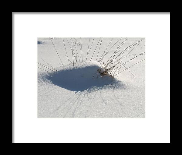 Snow Framed Print featuring the photograph Snow Shadows with grass by Douglas Pike