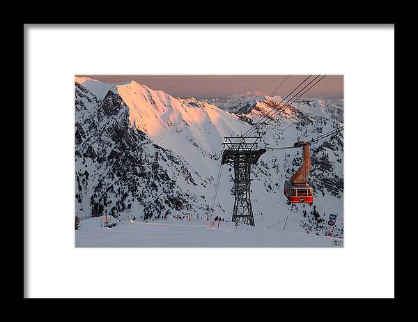 Landscape Framed Print featuring the photograph Snowbird Sunrise Tram by Brett Pelletier