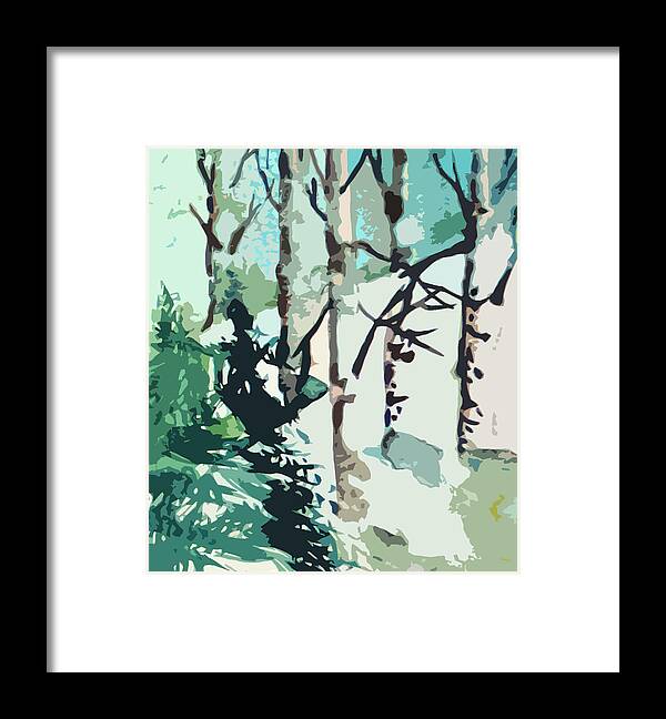 Pine Trees Framed Print featuring the painting Snowbound by Mindy Newman