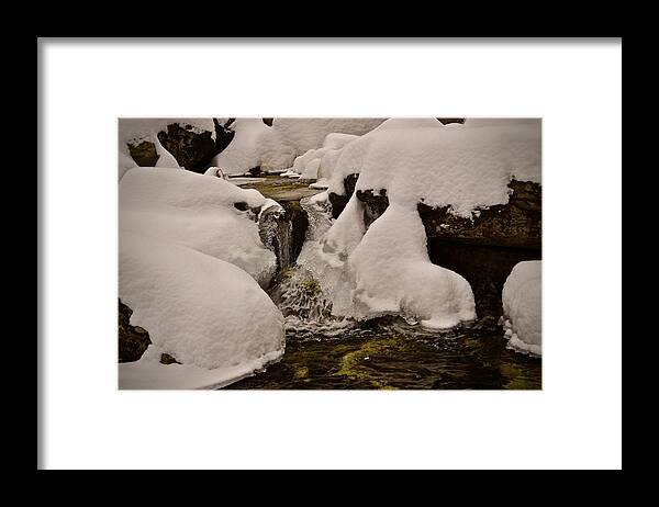 #snow Framed Print featuring the photograph Snowcone Stream by Cornelia DeDona