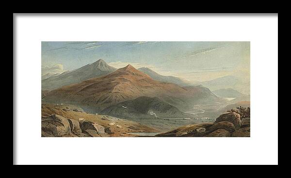 John Varley Framed Print featuring the painting Snowdon from Moel Hebog with Beddgelert by MotionAge Designs