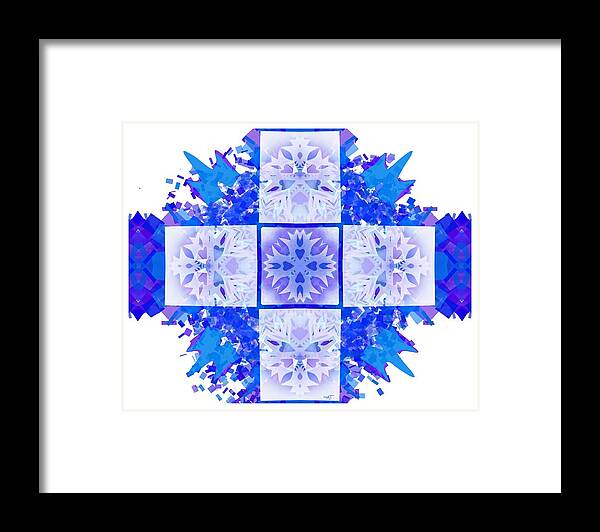 Design Framed Print featuring the digital art Snowflake Cross by Adria Trail