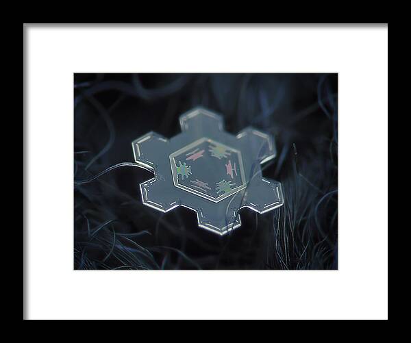 Snowflake Framed Print featuring the photograph Snowflake photo - Icy rainbow by Alexey Kljatov
