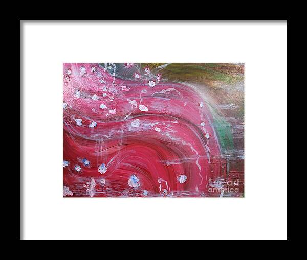 Snowflakes Framed Print featuring the painting SNOWFLAKES on PINK by Sarahleah Hankes