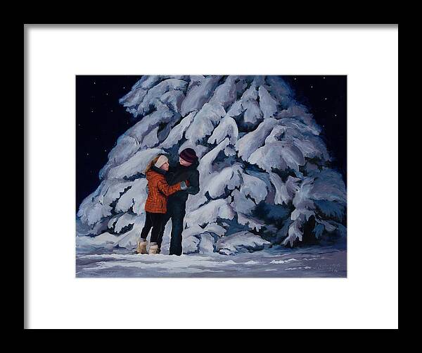 Couple Framed Print featuring the painting Snowfoot Waltz by Mary Giacomini