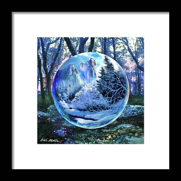 Snowglobe Framed Print featuring the digital art Snowglobular by Robin Moline