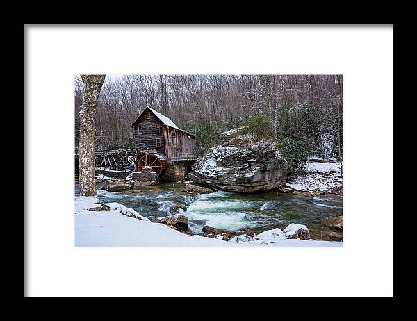 Glade Framed Print featuring the photograph Snowing at the Mill by Steve Hurt