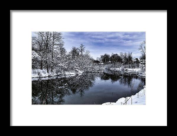 Snow Framed Print featuring the photograph Snowy Ellicott Creek by Nicole Lloyd
