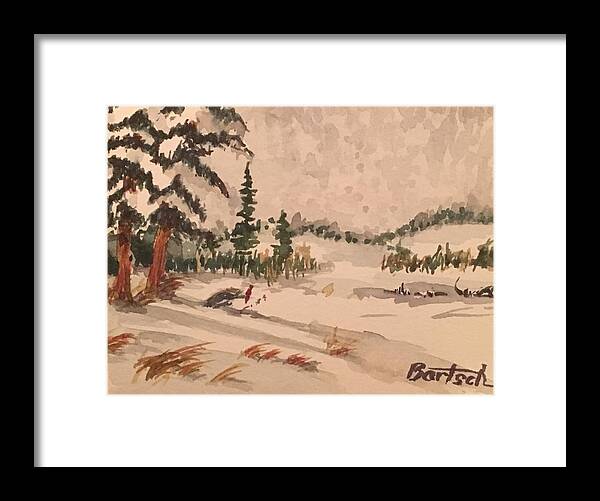 Snow Framed Print featuring the painting Snowy Field by David Bartsch