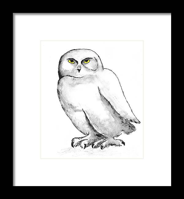 Owl Framed Print featuring the mixed media Snowy Owl 1 by Art MacKay