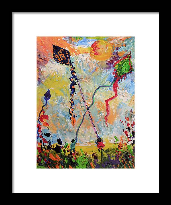 Kite Framed Print featuring the painting Soaring High by Sarabjit Singh