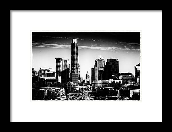 Austin Texas Skyline Cityscape Buildings Capitol Framed Print featuring the photograph SoCo View by John Gusky