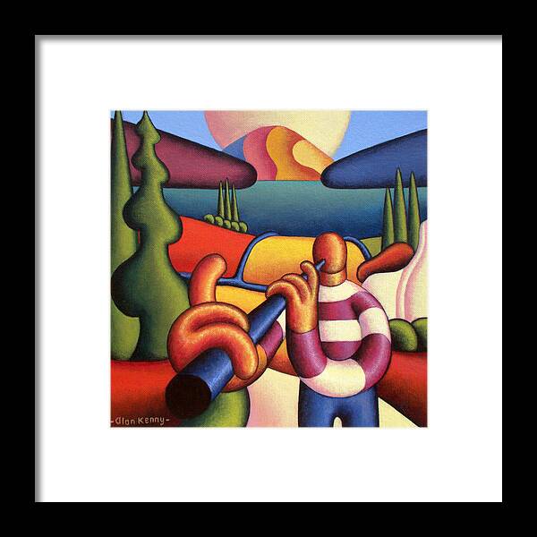 Soft Framed Print featuring the painting Soft Musician With Cottage In Landscape by Alan Kenny