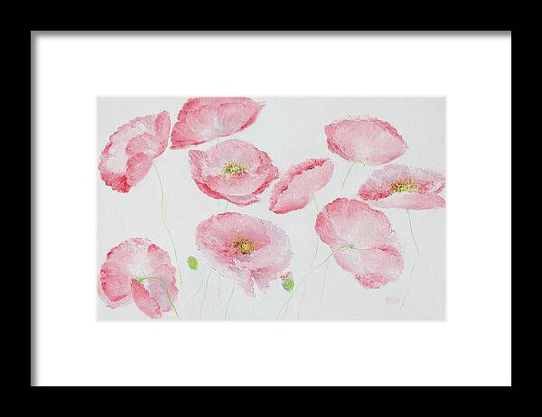 Pink Poppies Framed Print featuring the painting Soft Pink Poppies by Jan Matson