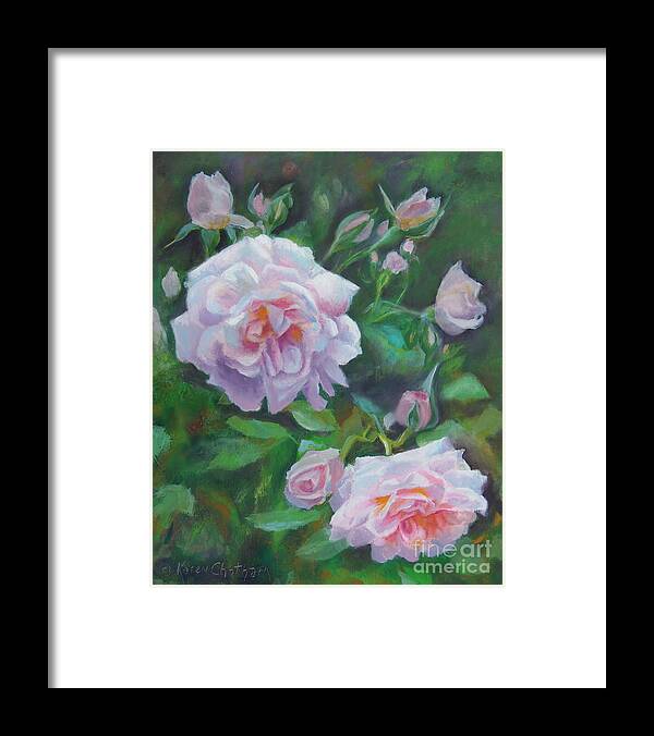 Soft Pink Rose Painting Framed Print featuring the painting Summer Love by Karen Kennedy Chatham
