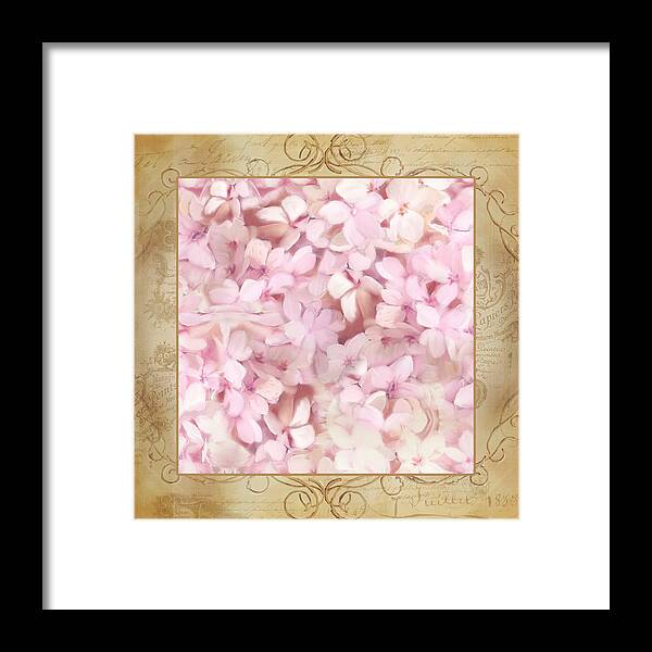 Pink Hydrangea Framed Print featuring the painting Softly Summer - Parisian Apartment Style by Audrey Jeanne Roberts