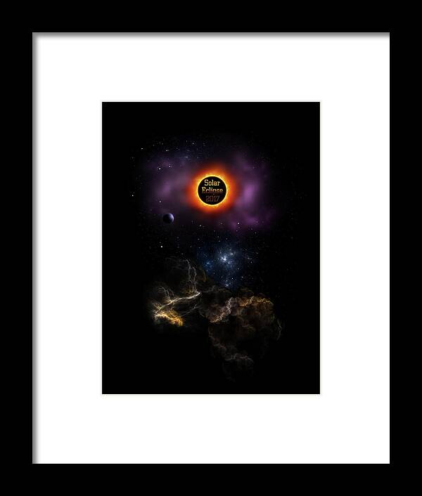 Solar Eclipse Framed Print featuring the digital art Solar Eclipse 2017 Nebula Bloom by Rolando Burbon