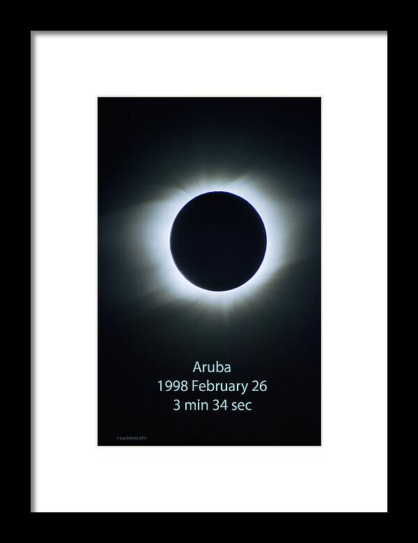 Solar Eclipse Framed Print featuring the photograph Solar Eclipse Aruba 1998 by Lon Dittrick
