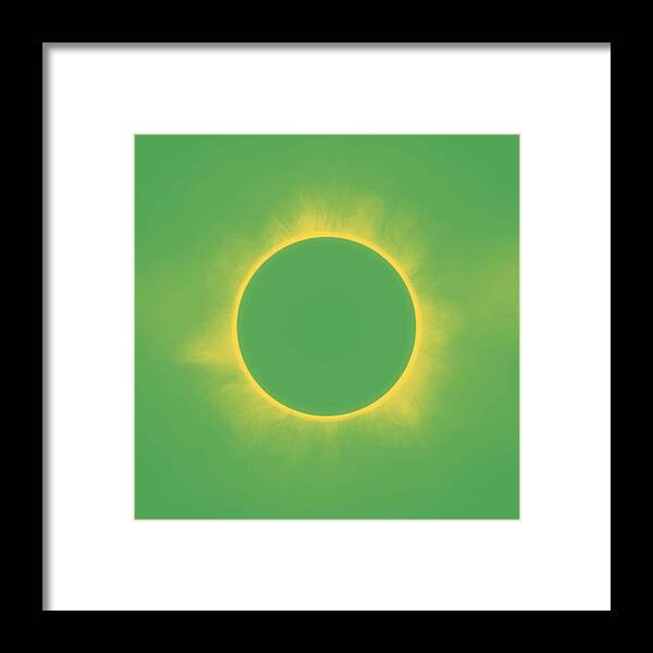 Sun Framed Print featuring the painting Solar Eclipse in Spring Green Color by Celestial Images