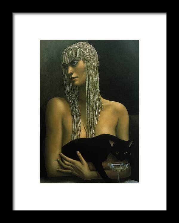 Cat Framed Print featuring the painting Solitare by Jane Whiting Chrzanoska