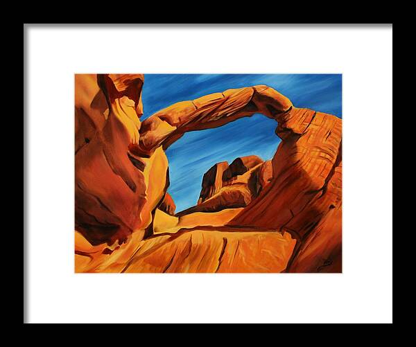 Red Rocks Framed Print featuring the painting Solitude and the Cobalt Sky by Sandi Snead
