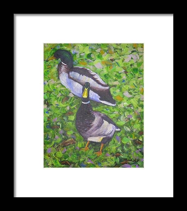 Art Framed Print featuring the painting Somerset Ducks by Shirley Wellstead