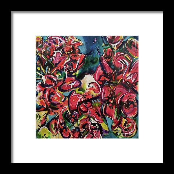 Abstract Framed Print featuring the painting Something New 2 by Catherine Gruetzke-Blais